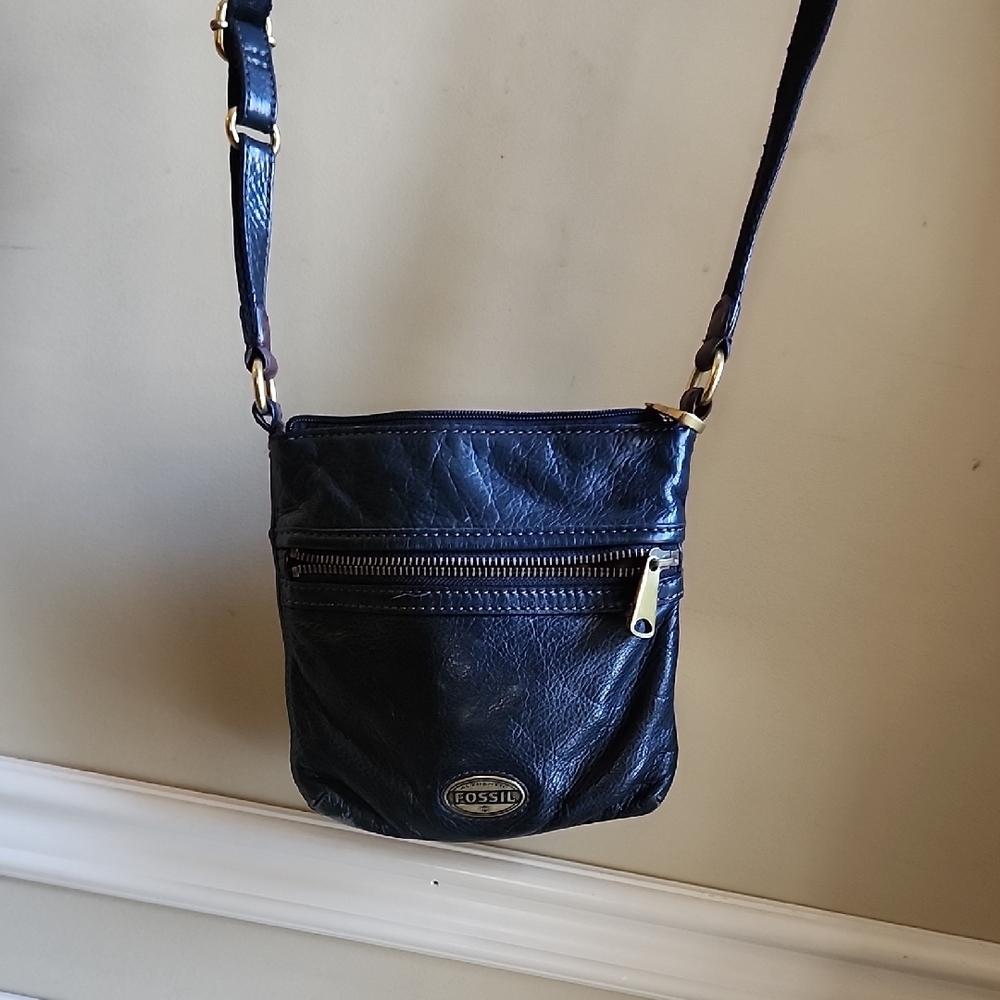Fossil Black Crossbody Bag with Silver Hardware